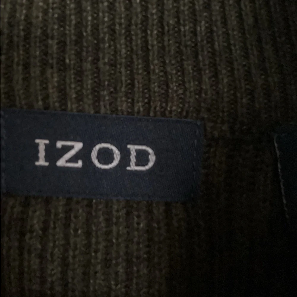 IZOD sweater Sz M cotton pullover quarter zip ribbed EUC olive moss - Picture 7 of 9